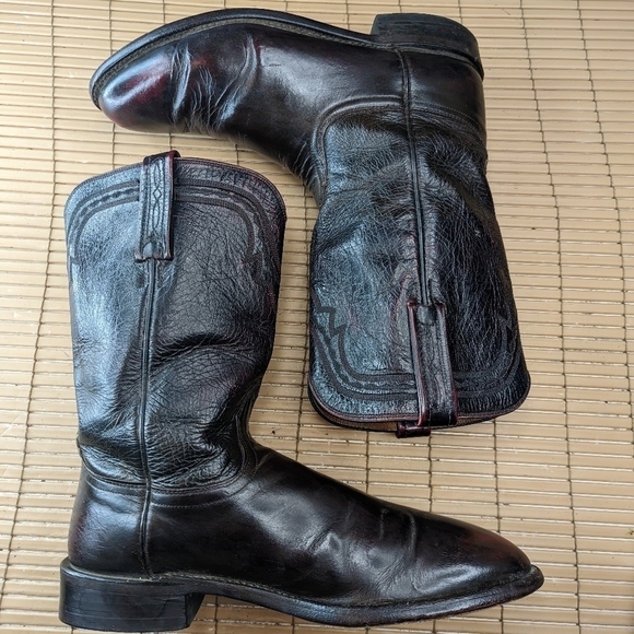 Lucchese 2000 Classic Black Cherry/Burgundy Leather Cowboy Boots men\'s s… main image 7